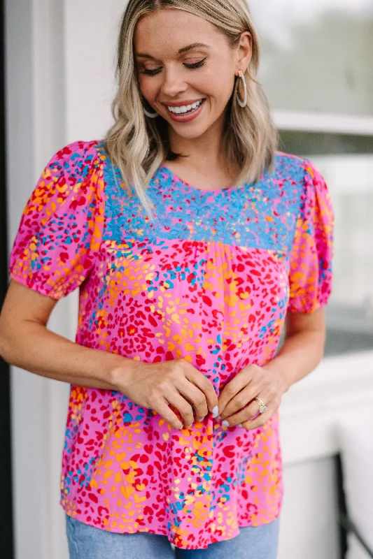 Ready For It Pink Leopard Blouse