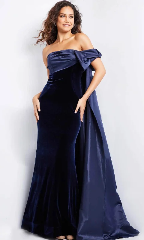 Jovani 37391 - Bow Accented Sleeve Evening Gown