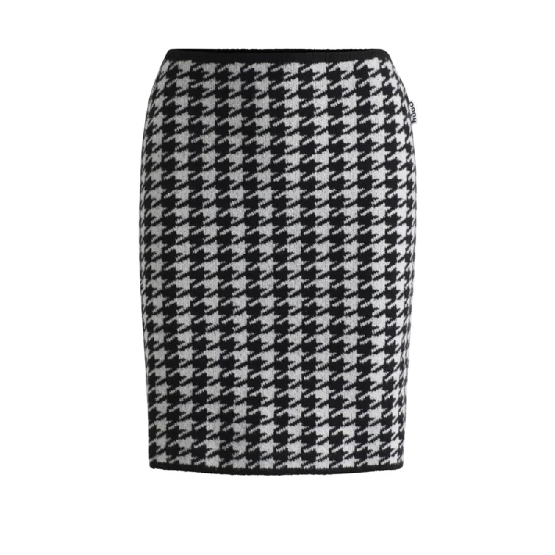 Slim-fit mini skirt in a houndstooth cotton blend