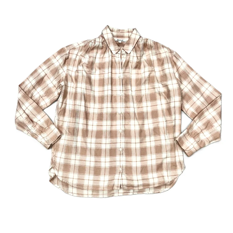 Top Long Sleeve By Madewell In Plaid Pattern, Size: S