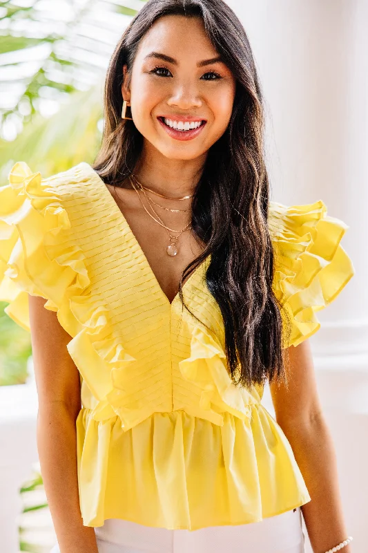 Boldly Go Lemon Yellow Ruffled Blouse