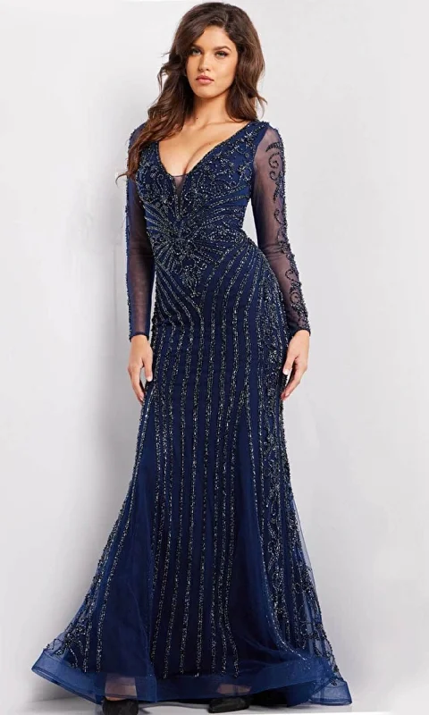 Jovani 24236 - Illusion Sleeve Mermaid Evening Gown