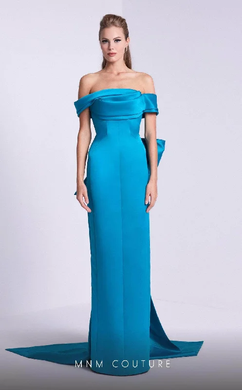 MNM Couture N0589 - Fitted Bow Drape Evening Dress