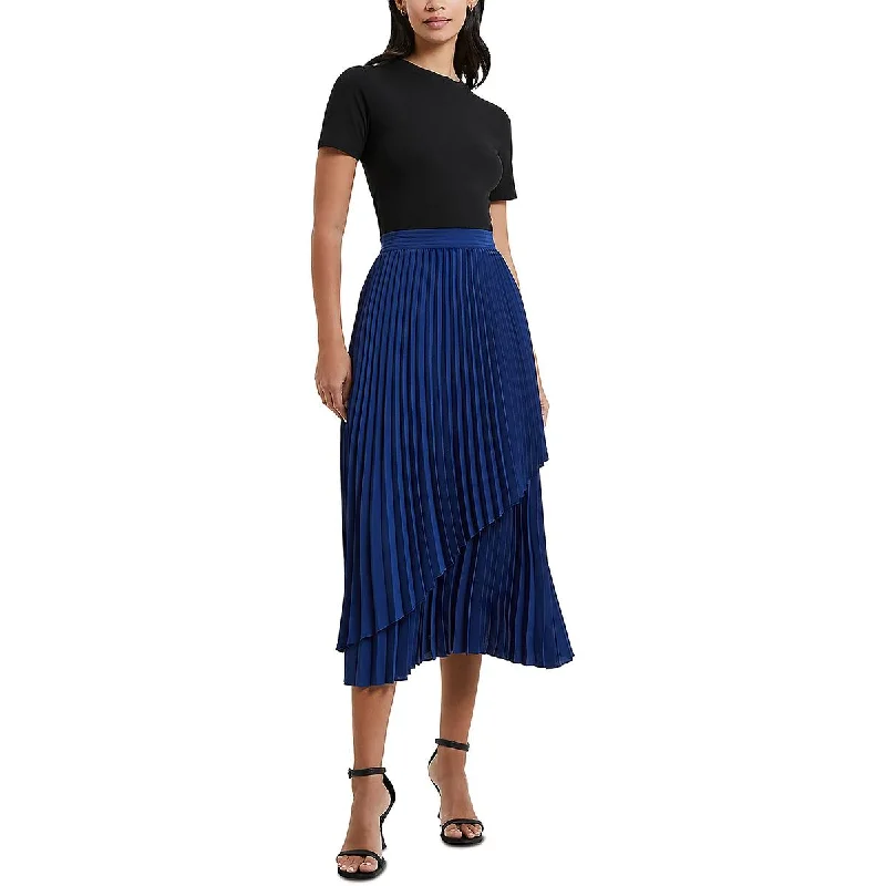 Arie Womens Tiered Long Pleated Skirt