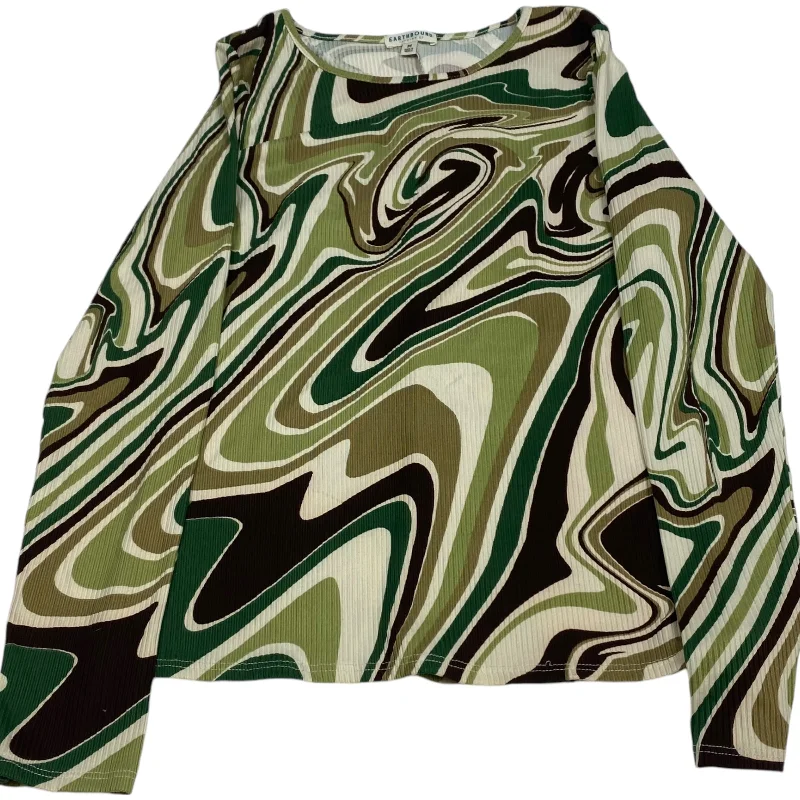 Top Long Sleeve By Earthbound In Green, Size: M