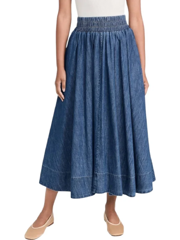 Kyria Circle Skirt In Denim Aegean