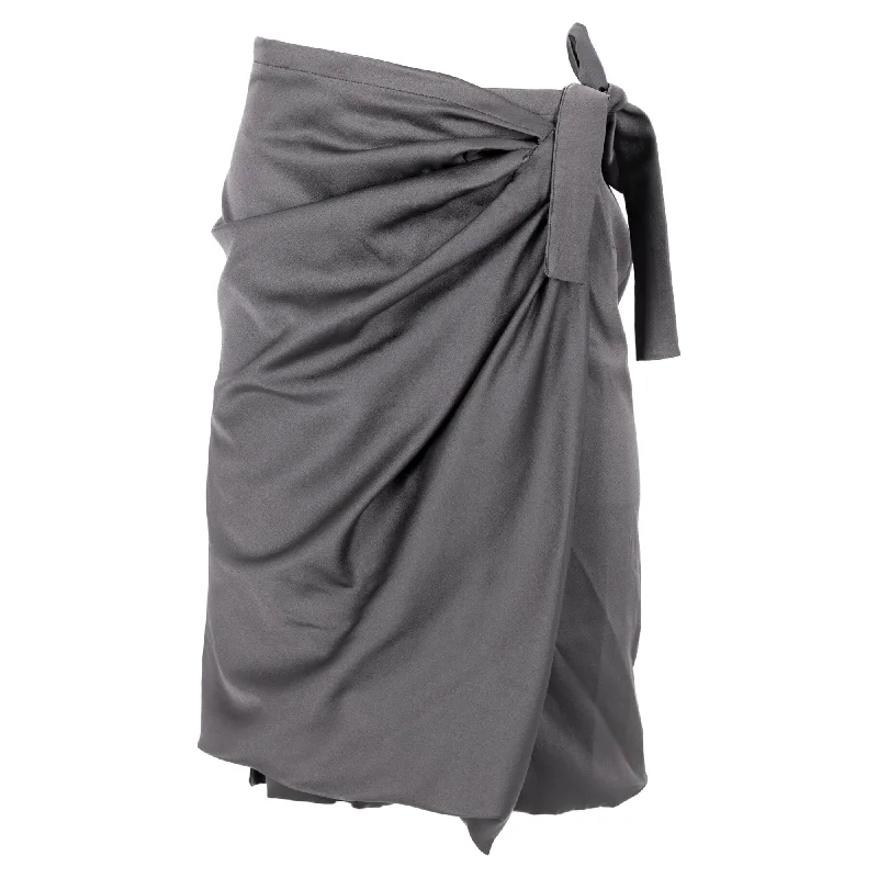 Dries Van Noten Wrap Mini Skirt in Grey Rayon