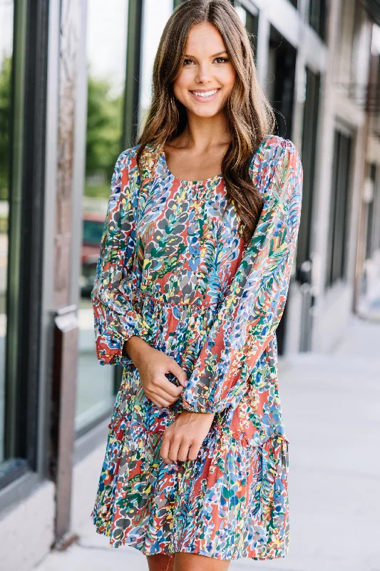 Just You Wait Rust Orange Tiered Dress