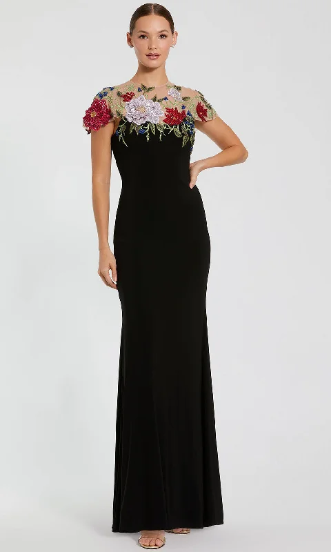 Mac Duggal 11817 - Floral Embellished Illusion Neck Evening Dress