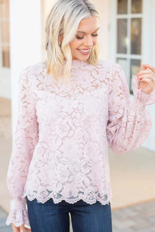 Dare To Love Blush Pink Lace Blouse