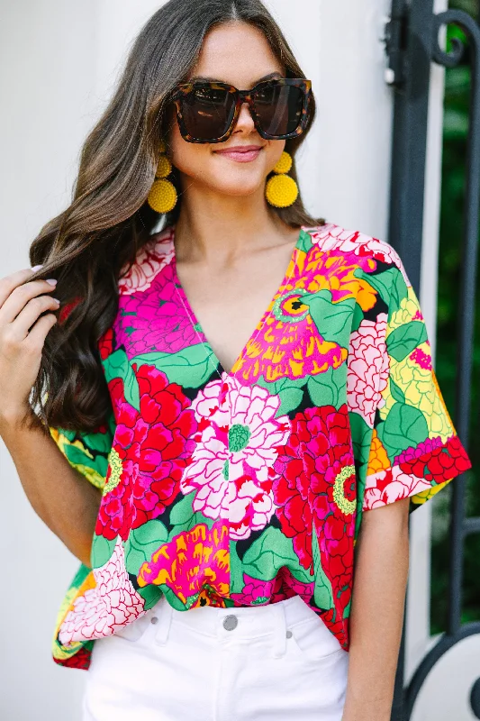 By The Garden Red Floral Top