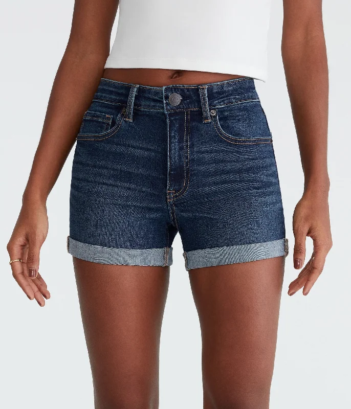 Aeropostale Premium Seriously Stretchy High-Rise Denim Midi Shorts