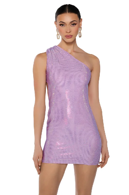 THAT GIRL RHINESTONE MINI DRESS IN PURPLE