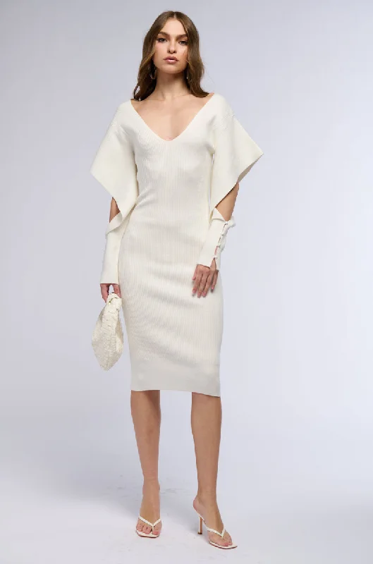 OFF TO BRUNCH KNIT MIDI DRESS