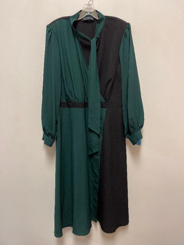 Dress Casual Maxi By Eloquii In Black & Green, Size: 1x