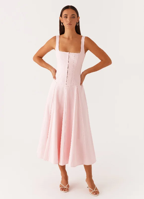 Ebony Midi Dress - Pastel Pink