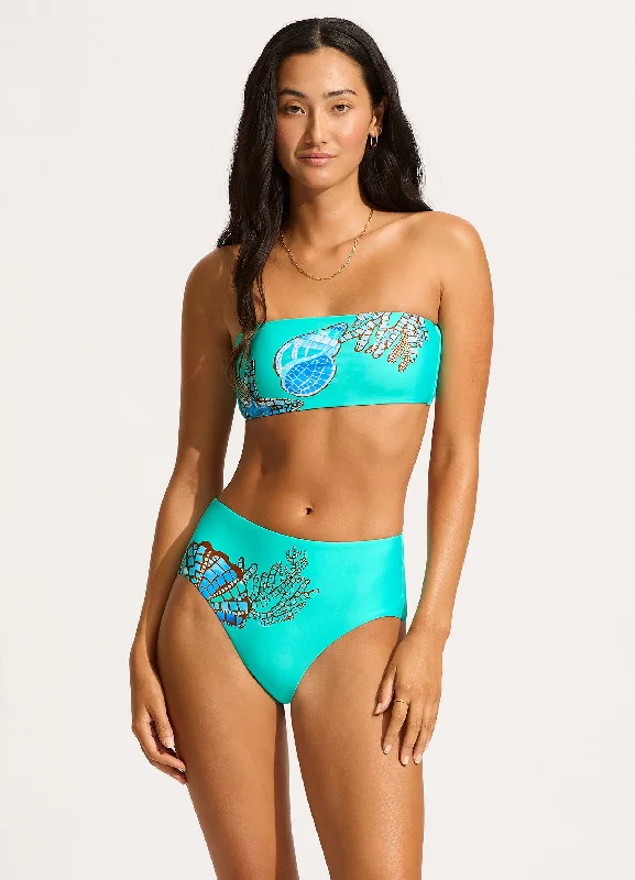 La Mer High Waisted Bikini Bottom - Aquatic Blue