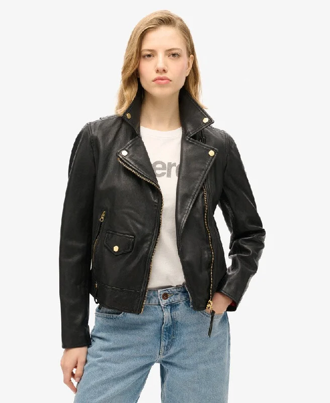 Classic Leather Biker Jkt | Black