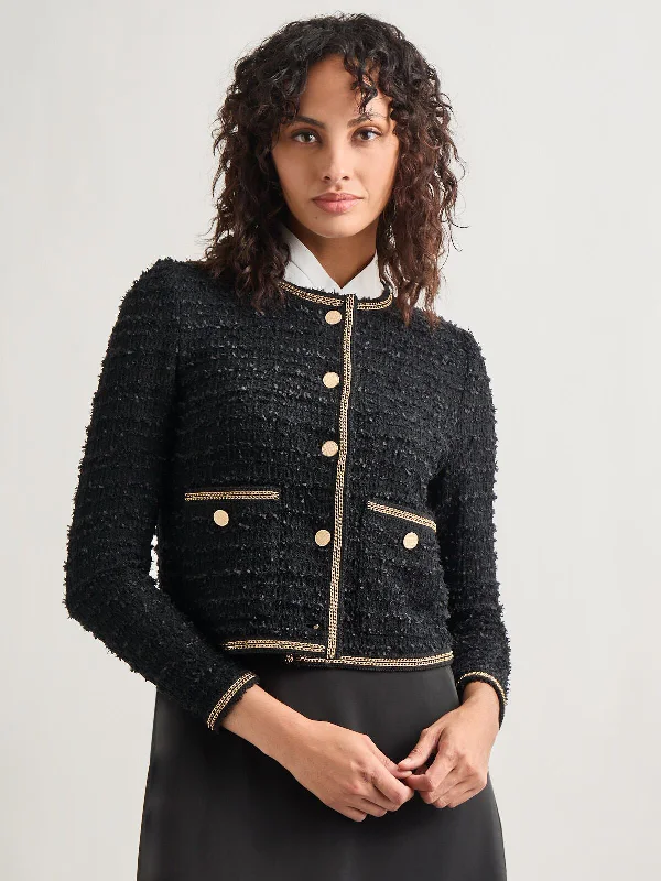 Heritage Fit Double Chain Trim Eyelash Knit Jacket