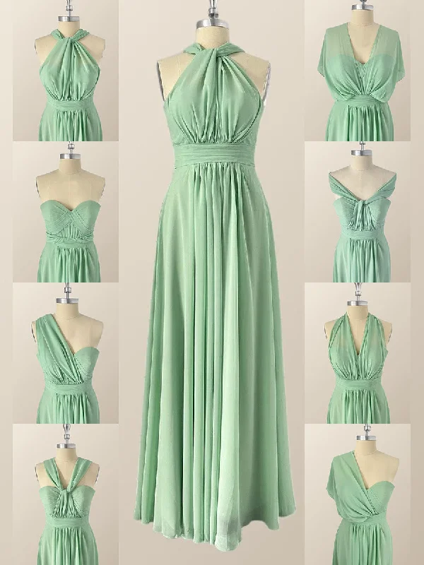 Mint Green Chiffon Convertible Bridesmaid Dress