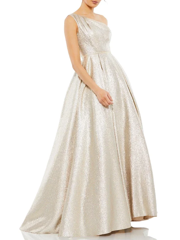 Womens Metallic Maxi Evening Dress