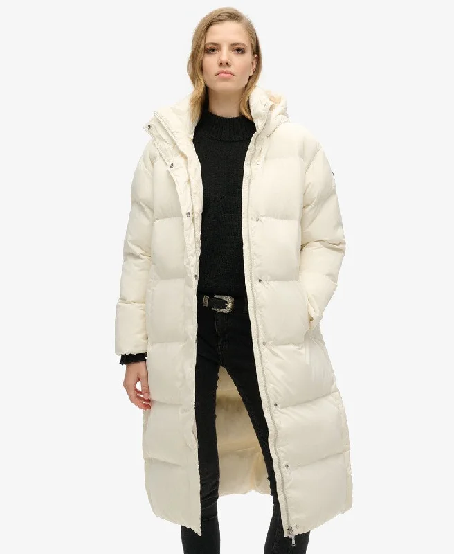 Longline Hooded Puffer Coat | Off White