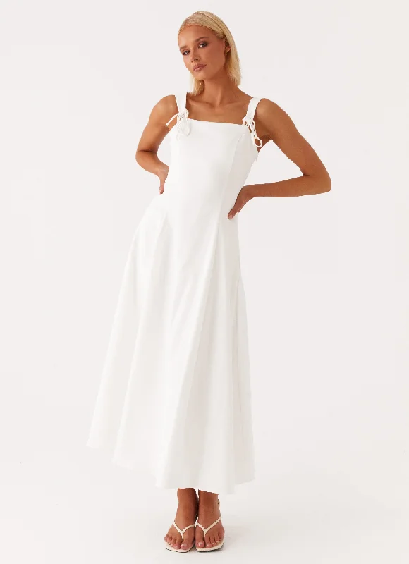 Jamaya Tie Midi Dress - White