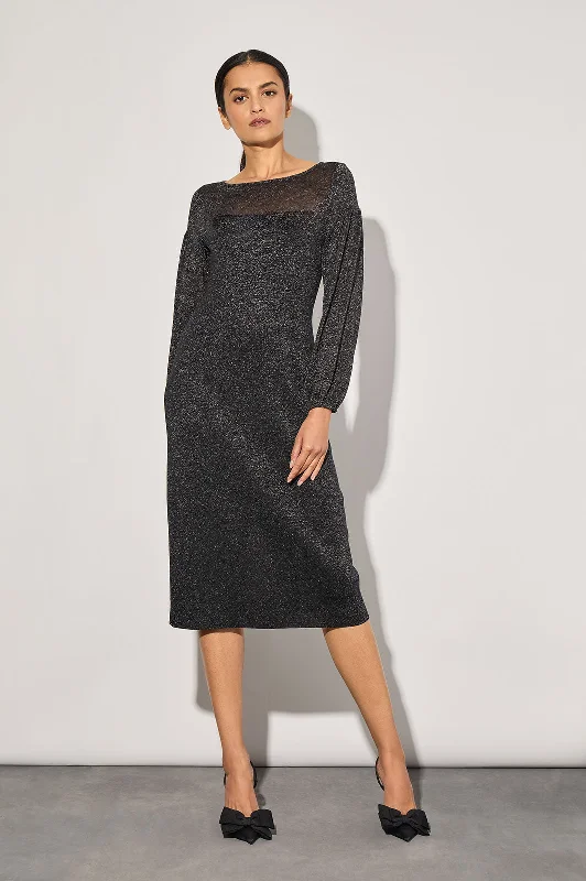 Shimmer Knit Midi Sheath Dress