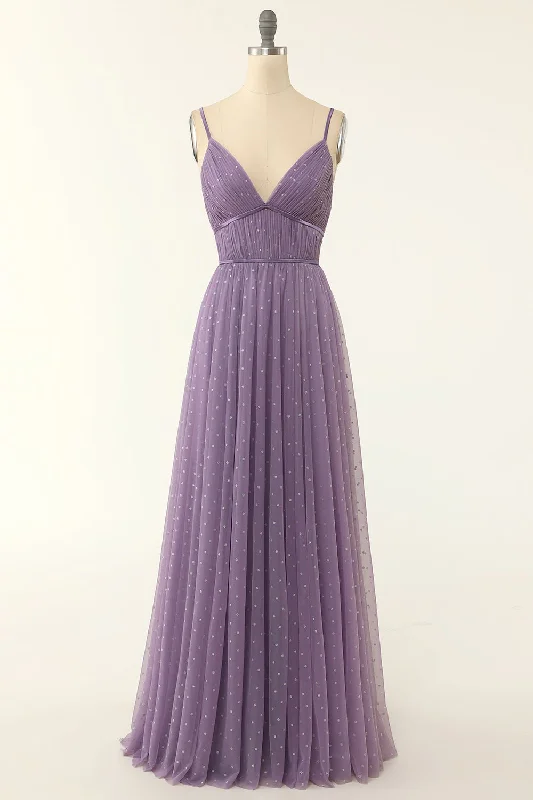 A Line Long Bridesmaid Dress with Ruffles M5692