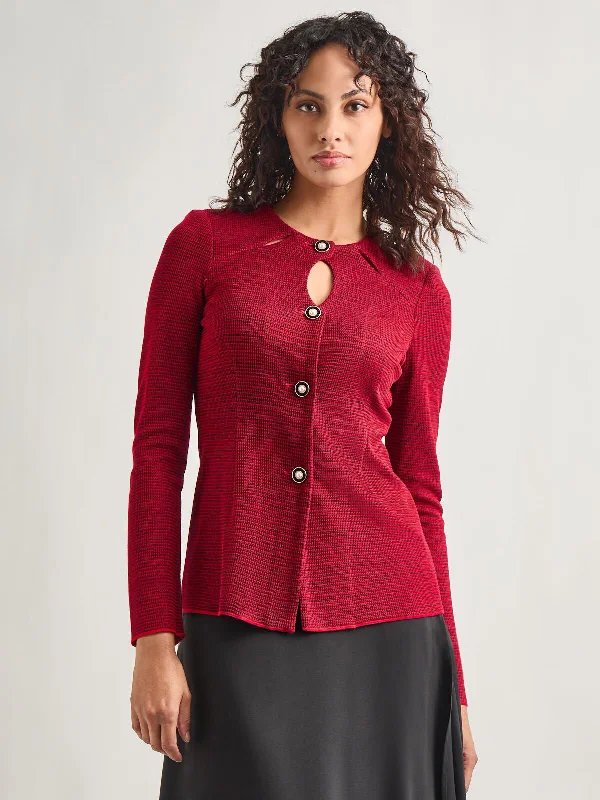 Tailored Fit Two-Toned Cutout Knit Jacket