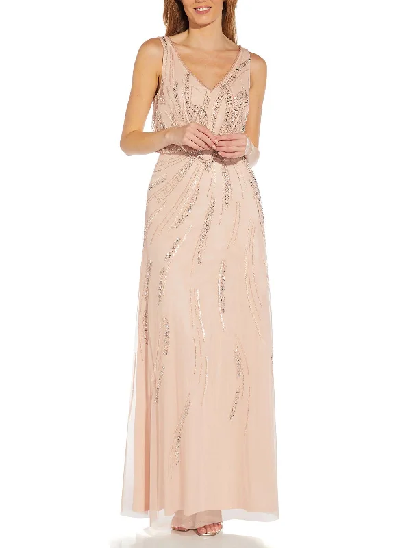 Womens Embellished Maxi Evening Dress