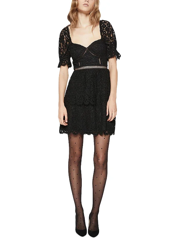 Womens Lace Mini Fit & Flare Dress