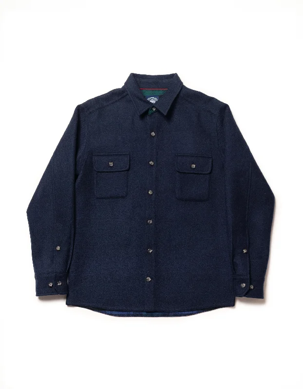 ALPACA WOOL CPO JACKET - NAVY/BLACKWATCH