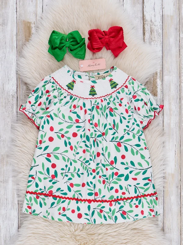 Christmas Berry Smocked Dress - Restocked!