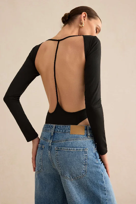 Backless Cut Out Long Sleeve Bodysuit