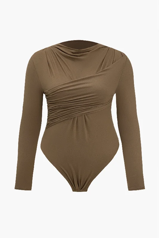 Plus Size Asymmetrical Ruched Bodysuit