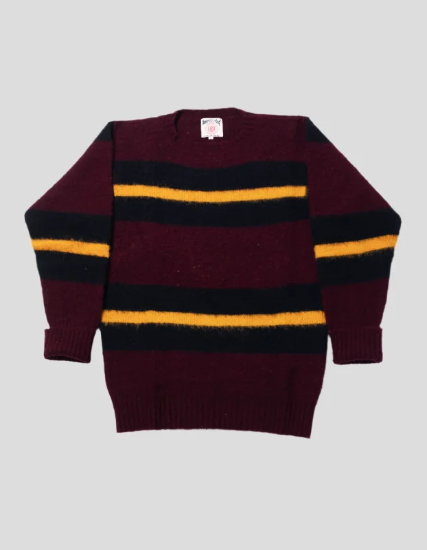 SHAGGY DOG STRIPE SWEATER - BURGUNDY/NAVY/YELLO CLASSIC FIT