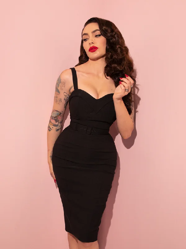 COMING BACK SOON - Maneater Wiggle Dress in Black - Vixen by Micheline Pitt