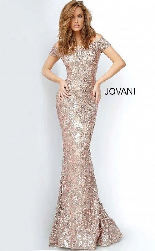 Jovani 1122 Long Off Shoulder Sequin Gown