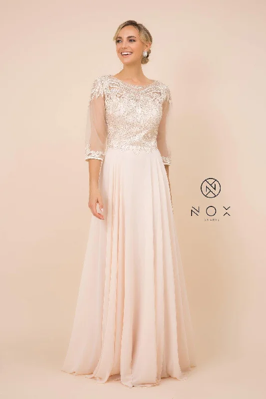 Lace Applique Chiffon Long Gown Formal