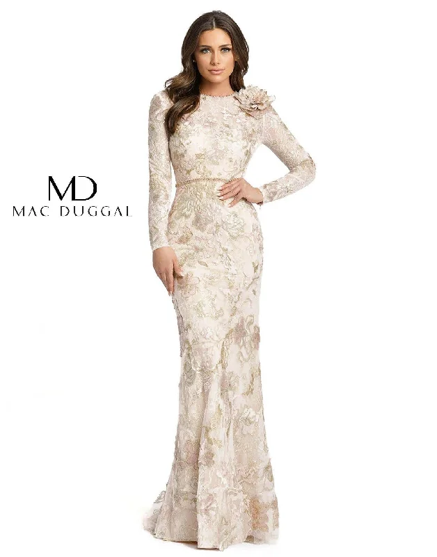 Mac Duggal 11174 Floral Lace Long Sleeve Formal Gown Sale