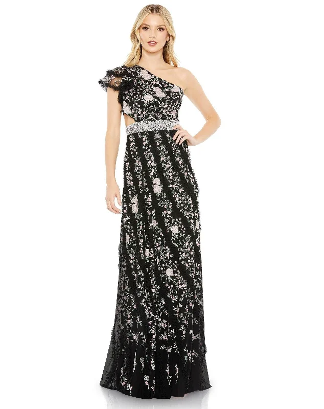 Mac Duggal Long One Shoulder Floral Lace Gown 35108 Sale