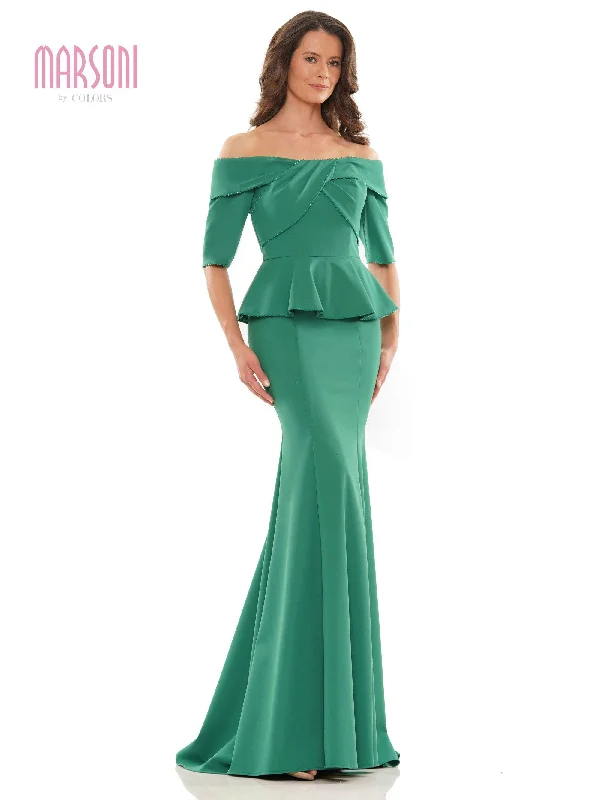 Marsoni Long Off Shoulder Fitted Formal Gown 1164