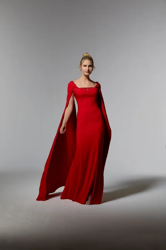 MGNY Madeline Gardner New York 72915 Long Formal Gown with Detachable Cape