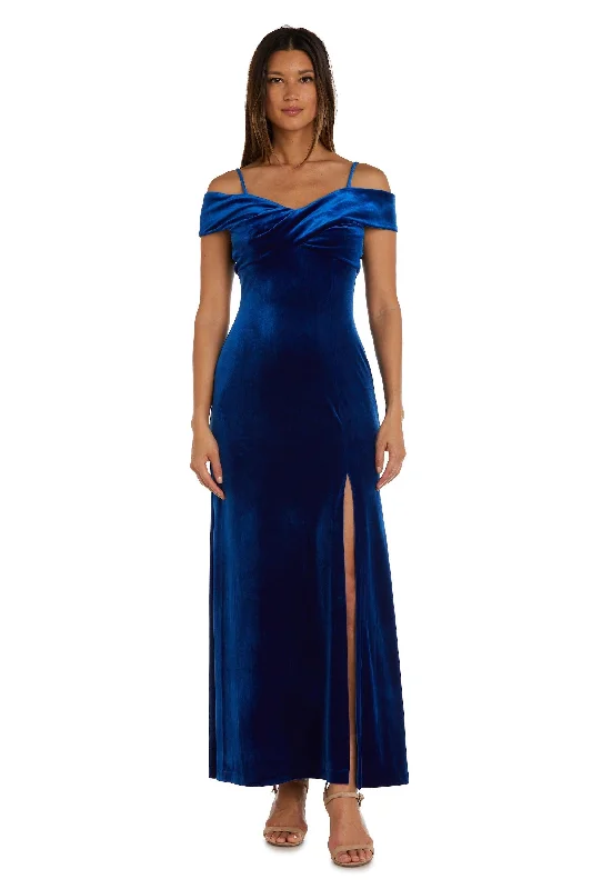 Nightway Long Off Shoulder Formal Velvet Gown 22094