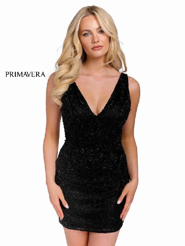 Primavera Couture Short Beaded Prom Dress 3826