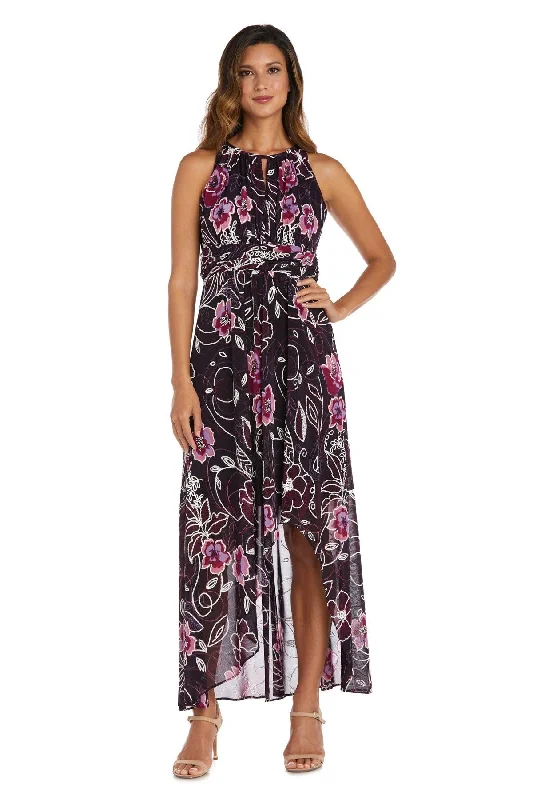 R&M Richards 7958P High Low Formal Petite Print Gown