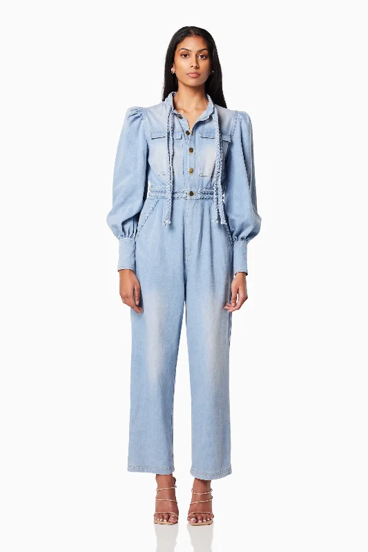 Country Long Sleeved Jumpsuit In Blue