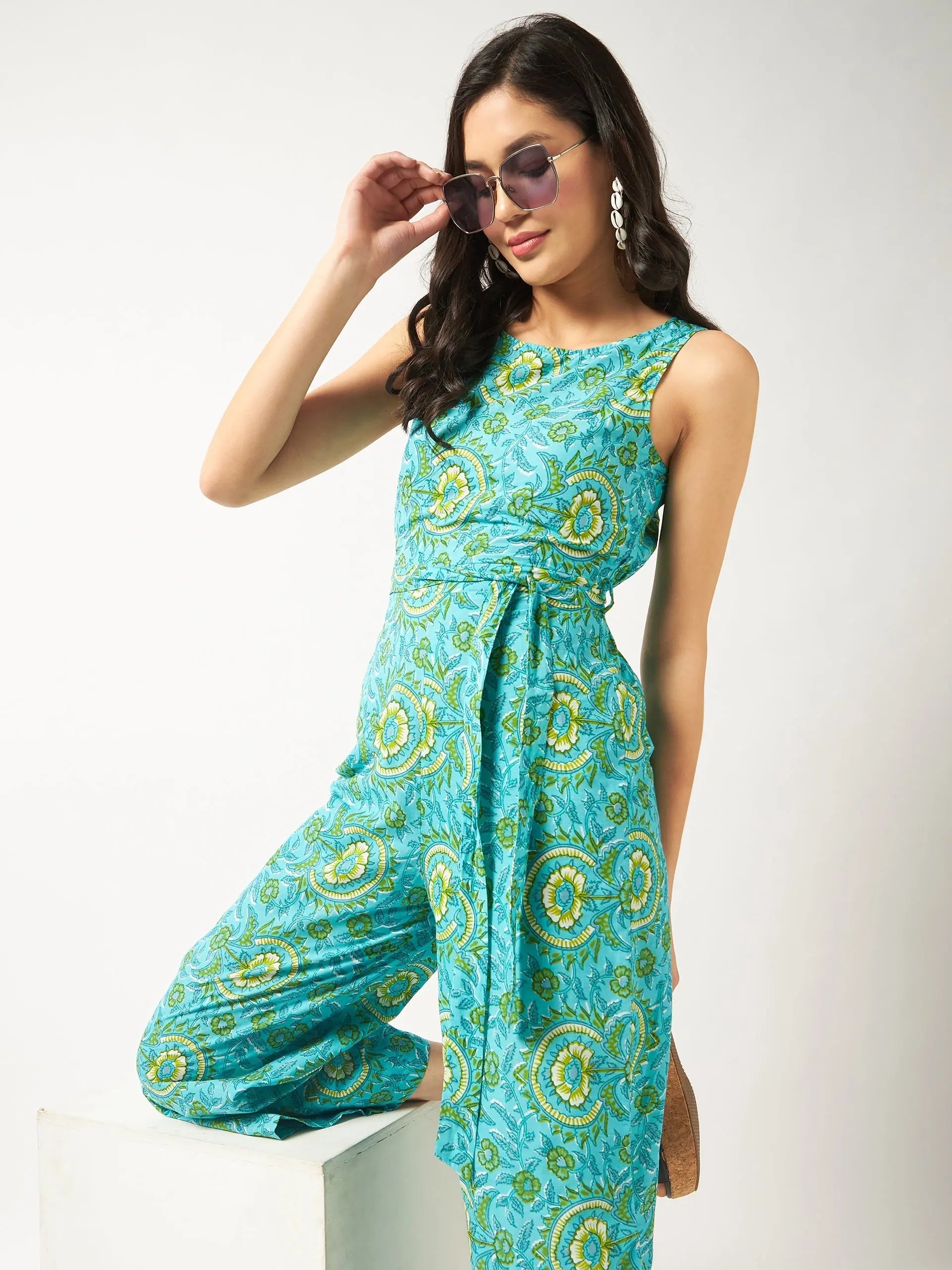 Floral Printed Sleeveless Jumpsuit