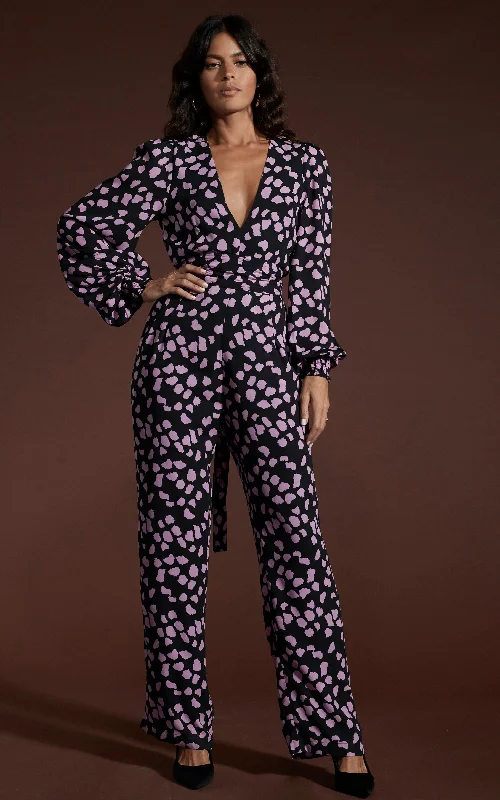 Holly Jumpsuit In Pink On Black Cloud